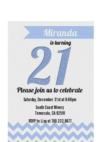 21st Birthday Chevron Pattern - Birthday Party Petite Invitations