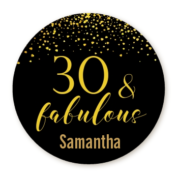 30 & Fabulous Speckles - Round Personalized Birthday Party Sticker Labels