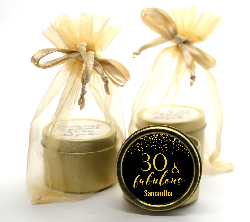 30 & Fabulous Speckles - Birthday Party Gold Tin Candle Favors