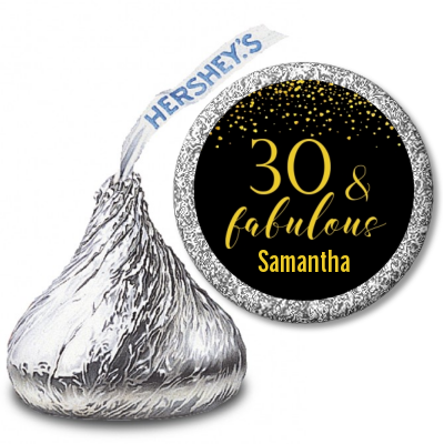 30 & Fabulous Speckles - Hershey Kiss Birthday Party Sticker Labels