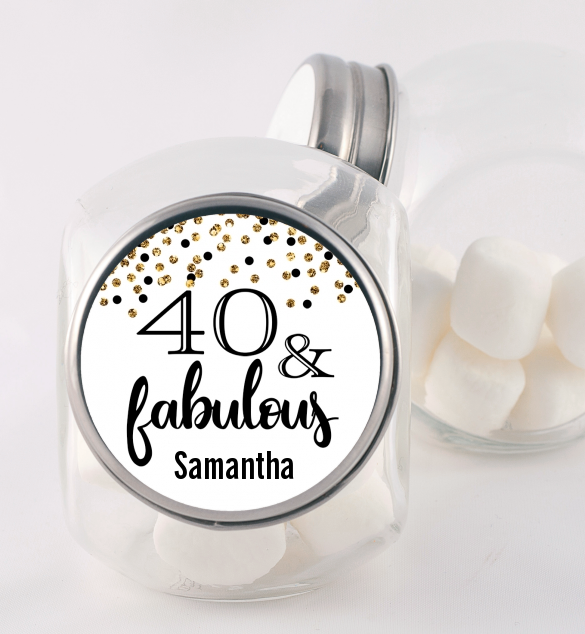 40 and Fabulous Glitter - Personalized Birthday Party Candy Jar