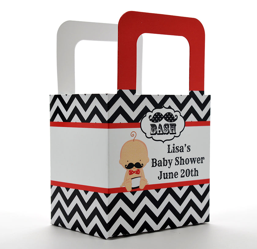 Little Man Mustache Black/Grey - Personalized Baby Shower Favor Boxes