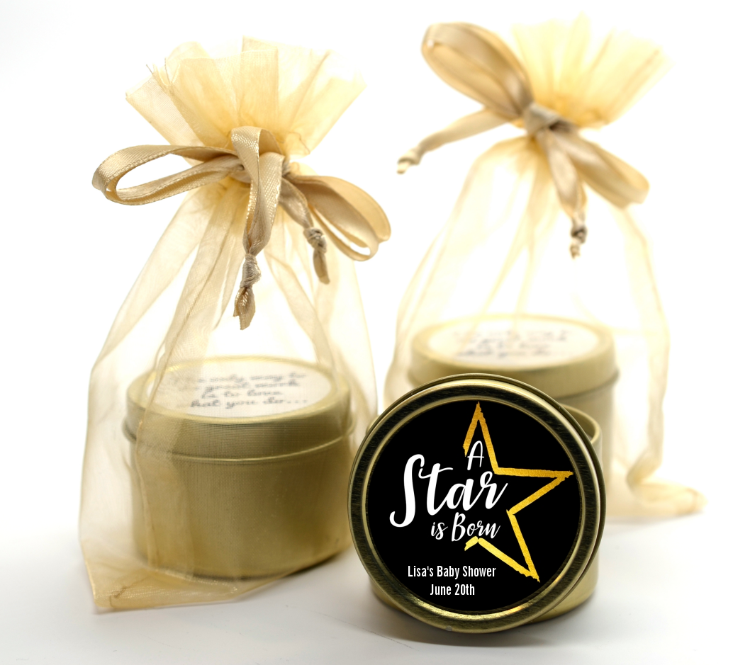 A Star Is Born - Baby Shower Gold Tin Candle Favors
