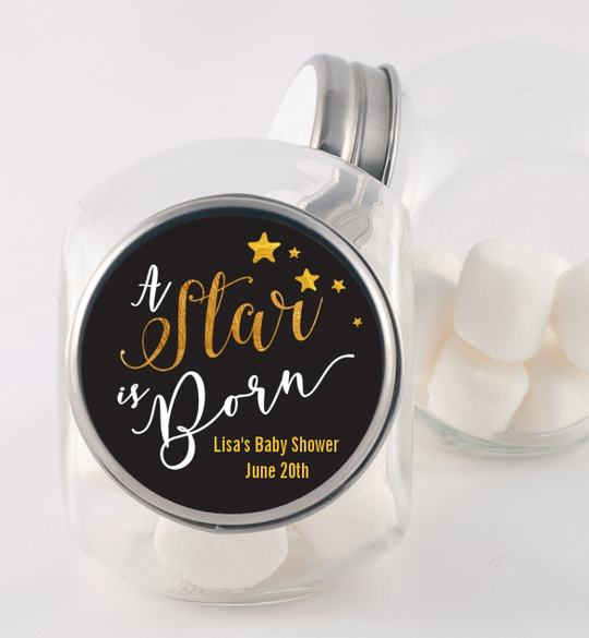 A Star Is Born Gold - Personalized Baby Shower Candy Jar