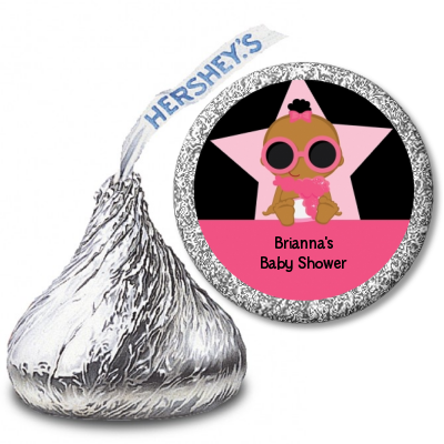 A Star Is Born Hollywood Black|Pink - Hershey Kiss Baby Shower Sticker Labels