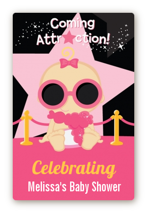 A Star Is Born Hollywood Black|Pink - Custom Large Rectangle Baby Shower Sticker/Labels
