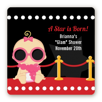 A Star Is Born!® Hollywood - Square Personalized Baby Shower Sticker Labels