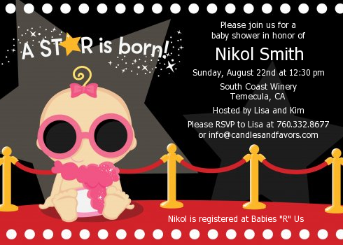 A Star Is Born!® Hollywood - Baby Shower Invitations