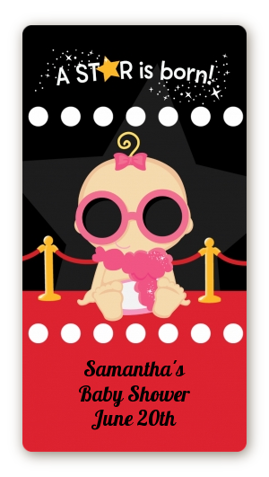 A Star Is Born!® Hollywood - Custom Rectangle Baby Shower Sticker/Labels