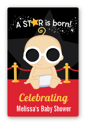 A Star Is Born!® Hollywood - Custom Large Rectangle Baby Shower Sticker/Labels