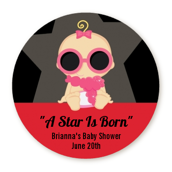 A Star Is Born!® Hollywood - Round Personalized Baby Shower Sticker Labels