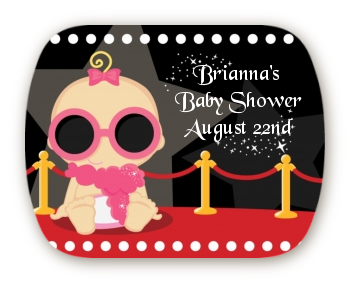 A Star Is Born!® Hollywood - Personalized Baby Shower Rounded Corner Stickers