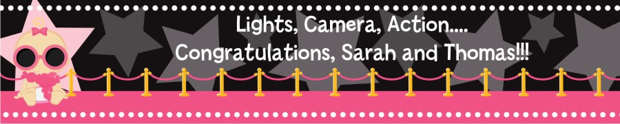 A Star Is Born!® Hollywood Black|Pink - Personalized Baby Shower Banners