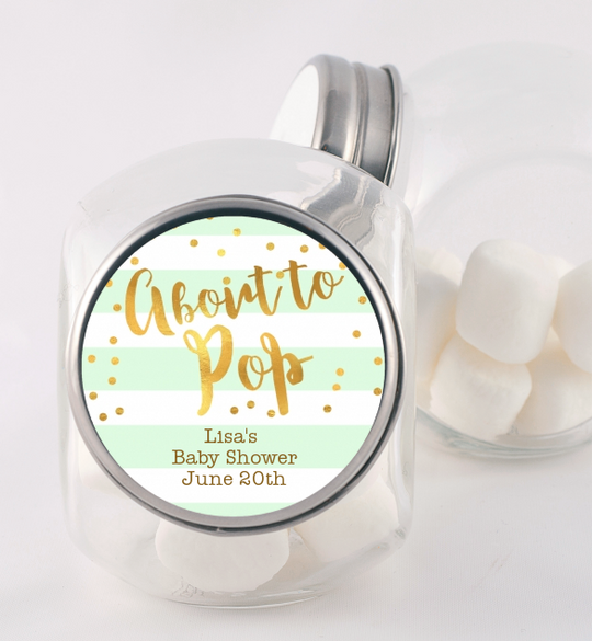 About To Pop Gold - Personalized Baby Shower Candy Jar