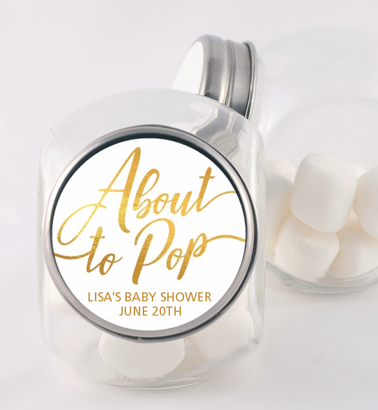 About To Pop Metallic - Personalized Baby Shower Candy Jar