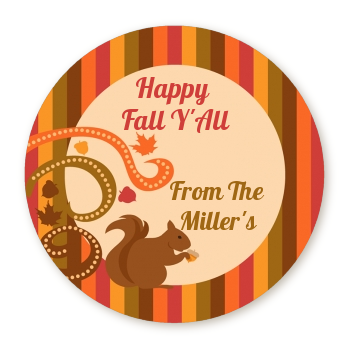 Acorn Harvest Fall Theme - Round Personalized Halloween Sticker Labels