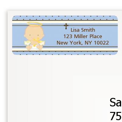 Angel Baby Boy Caucasian - Baptism / Christening Return Address Labels ...