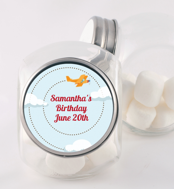 Airplane in the Clouds - Personalized Baby Shower Candy Jar