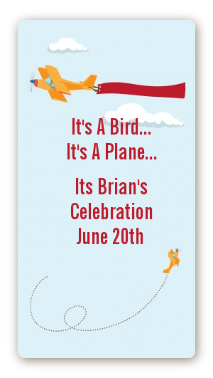 Airplane in the Clouds - Custom Rectangle Baby Shower Sticker/Labels