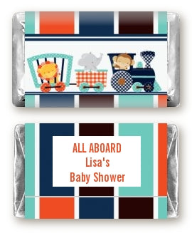 Animal Train - Personalized Baby Shower Mini Candy Bar Wrappers