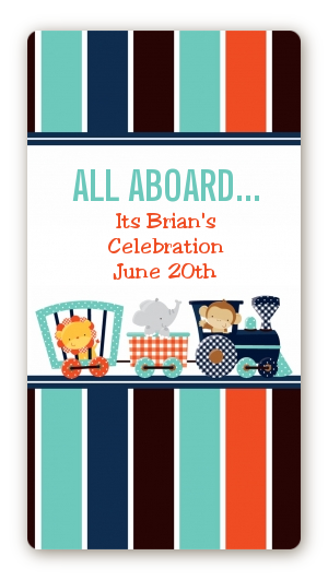 Animal Train - Custom Rectangle Baby Shower Sticker/Labels