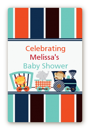 Animal Train - Custom Large Rectangle Baby Shower Sticker/Labels