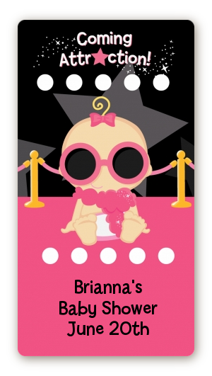 A Star Is Born Hollywood Black|Pink - Custom Rectangle Baby Shower Sticker/Labels