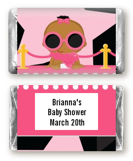 A Star Is Born Hollywood Black|Pink - Personalized Baby Shower Mini Candy Bar Wrappers