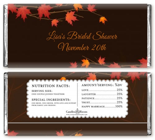 Autumn Leaves - Personalized Bridal Shower Candy Bar Wrappers