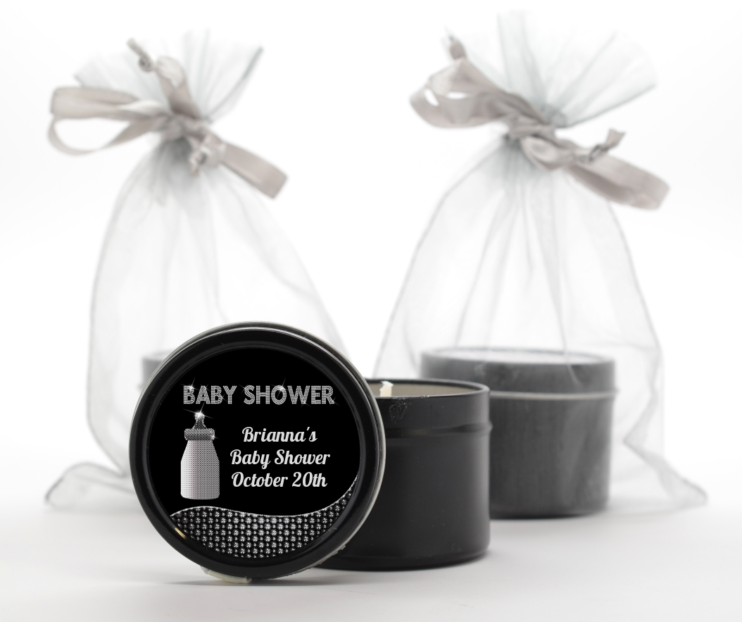 Baby Bling - Baby Shower Black Candle Tin Favors