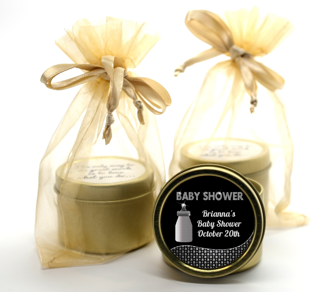 Baby Bling - Baby Shower Gold Tin Candle Favors