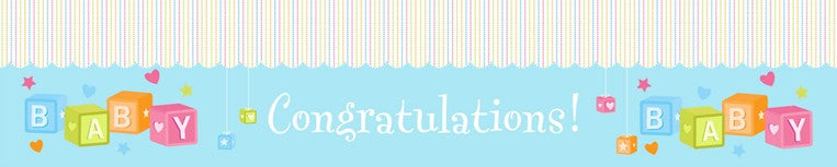 Baby Blocks Blue - Personalized Baby Shower Banners