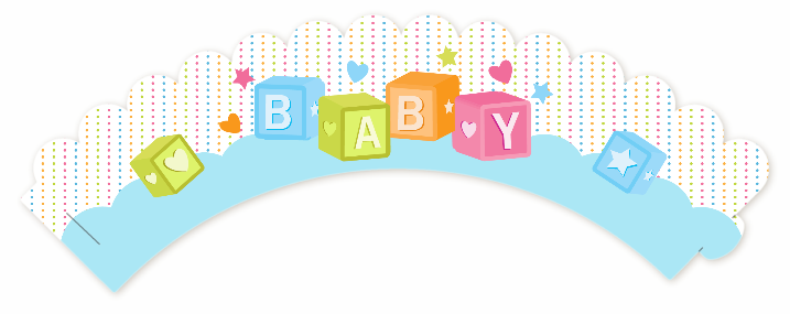 Baby Blocks Blue - Baby Shower Cupcake Wrappers