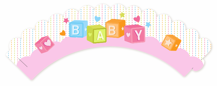 Baby Blocks Pink - Baby Shower Cupcake Wrappers