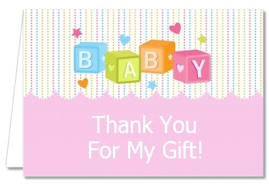 Baby Blocks Pink - Baby Shower Thank You Cards