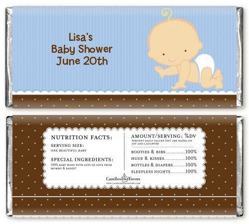 Baby Boy Caucasian - Personalized Baby Shower Candy Bar Wrappers