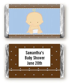 Baby Boy Caucasian - Personalized Baby Shower Mini Candy Bar Wrappers