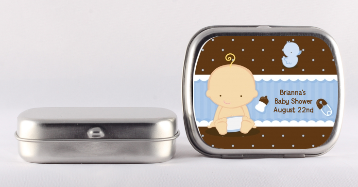 Baby Boy Caucasian - Personalized Baby Shower Mint Tins