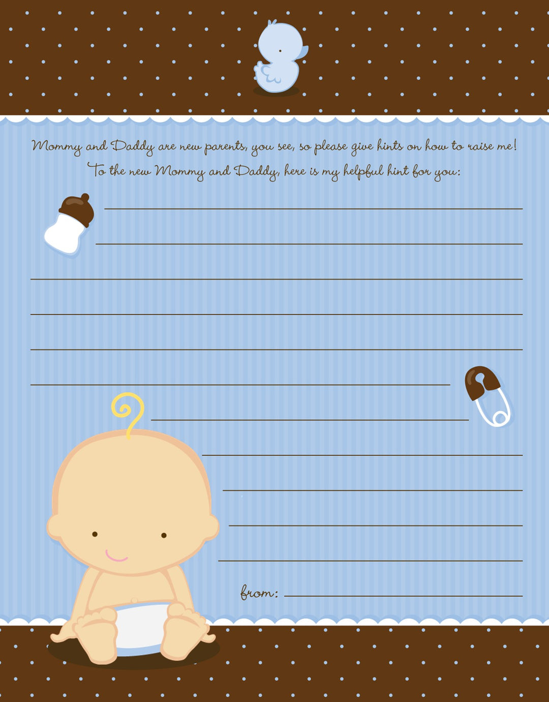 Baby Boy Caucasian - Baby Shower Notes of Advice