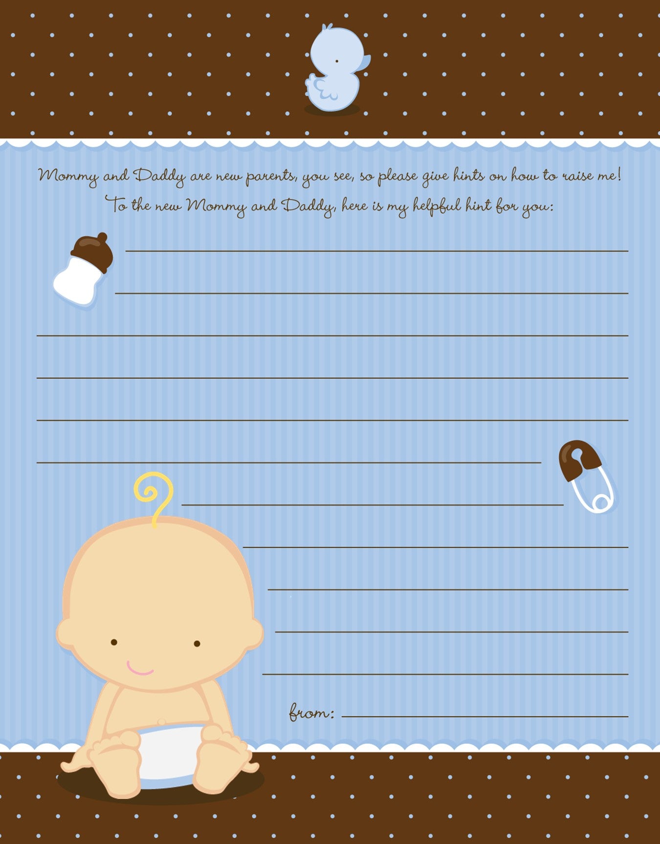Baby Boy Caucasian - Baby Shower Notes of Advice