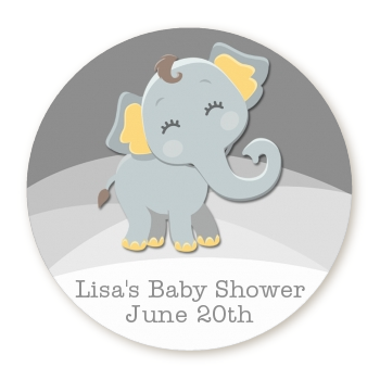 Baby Elephant - Round Personalized Baby Shower Sticker Labels