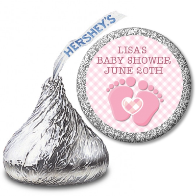 Baby Feet Baby Girl - Hershey Kiss Baby Shower Sticker Labels