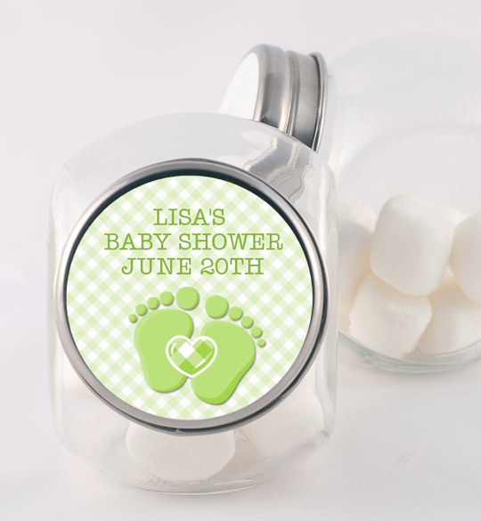 Baby Feet Baby Green - Personalized Baby Shower Candy Jar