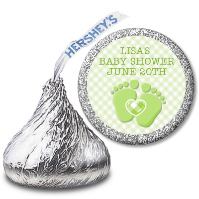 Baby Feet Baby Green - Hershey Kiss Baby Shower Sticker Labels