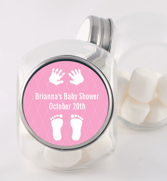 Baby Feet Pitter Patter Pink - Personalized Baby Shower Candy Jar