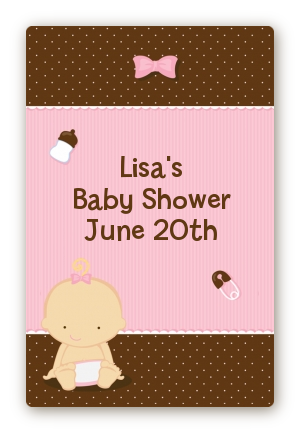 Baby Girl Caucasian - Custom Large Rectangle Baby Shower Sticker/Labels