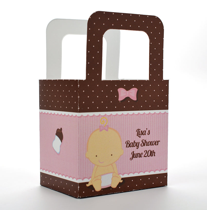 Baby Girl Caucasian - Personalized Baby Shower Favor Boxes