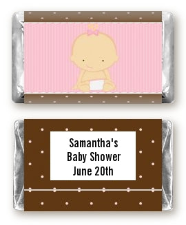 Baby Girl Caucasian - Personalized Baby Shower Mini Candy Bar Wrappers