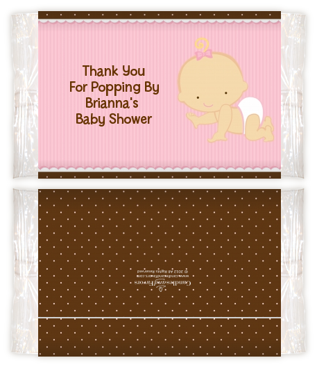 Baby Girl Caucasian - Personalized Popcorn Wrapper Baby Shower Favors