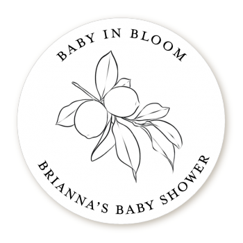 Baby is Blooming - Round Personalized Baby Shower Sticker Labels